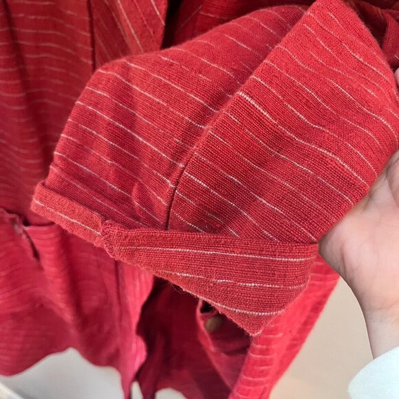 Yasuko Kurisaka Womens‎ Red Lagenlook Striped Button-Up Jacket- L - Picture 6 of 9